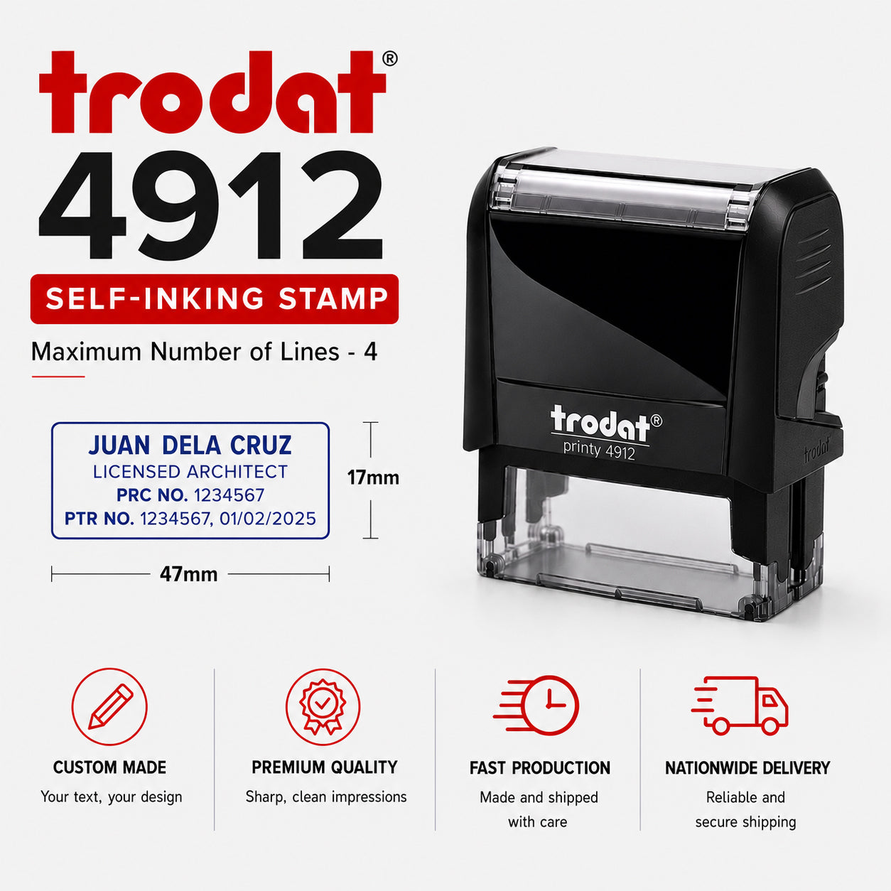Trodat Printy 4912 Self-Inking Stamp (47×18 mm)