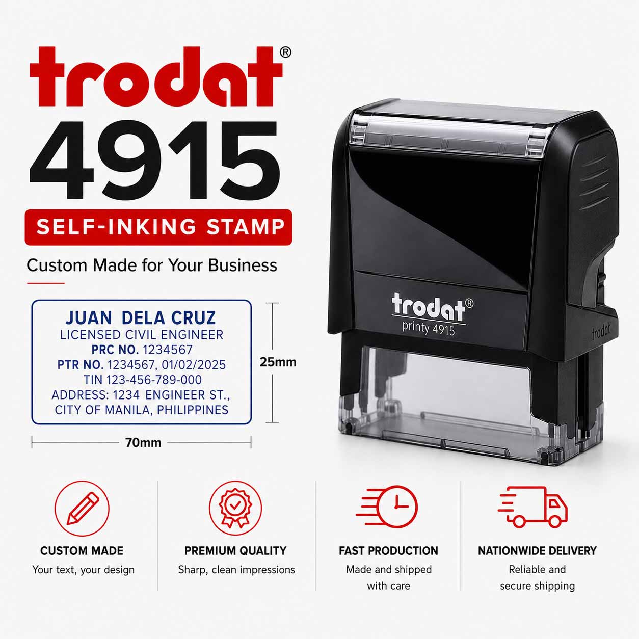 Trodat Printy 4915 Self-Inking Stamp (70×25 mm)