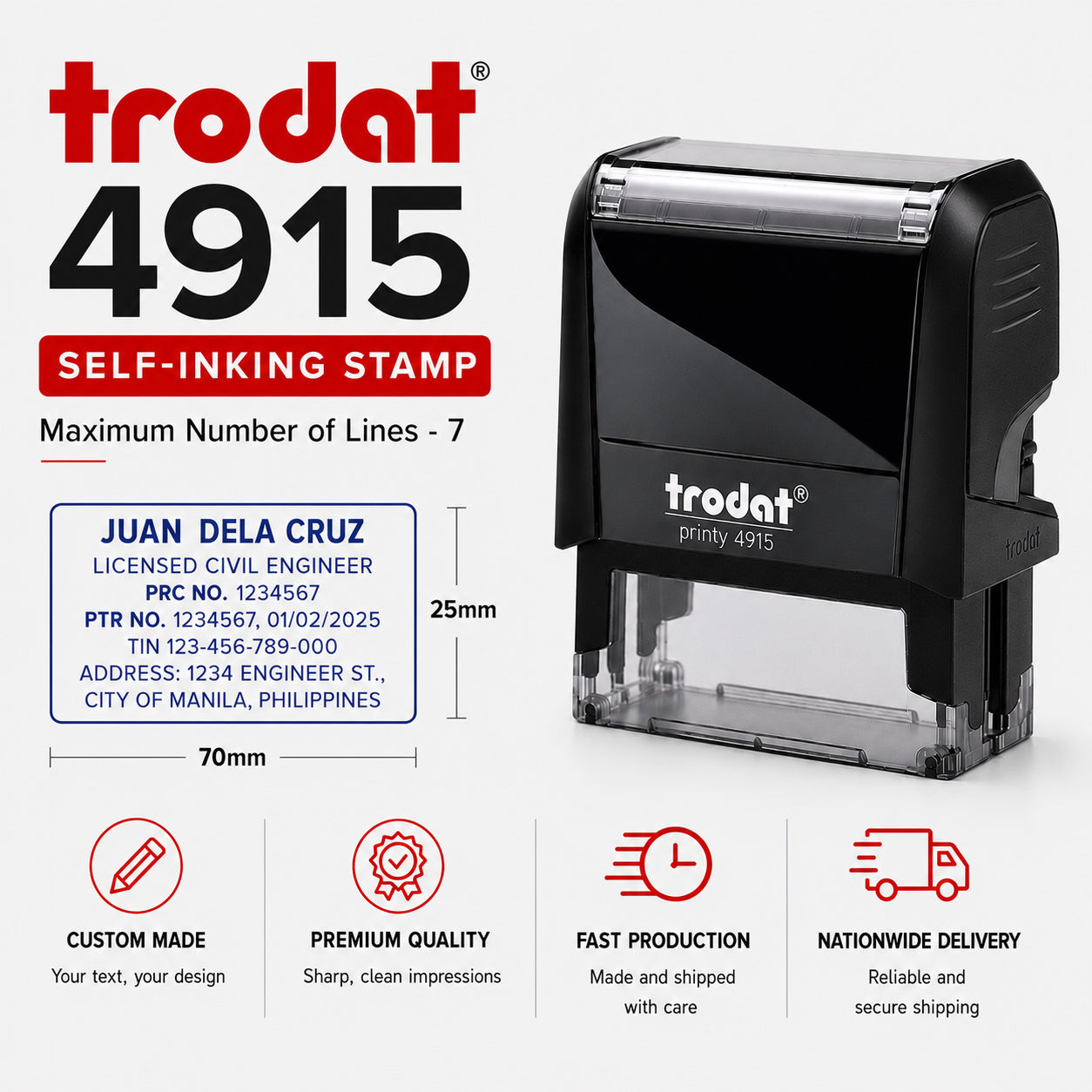 Trodat Printy 4915 Self-Inking Stamp (70×25 mm)